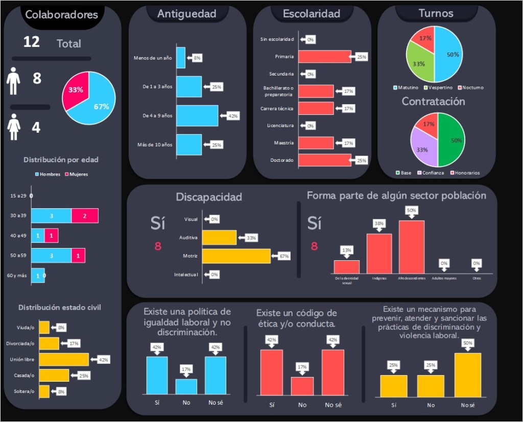 Solo captura respuestas y deja que Excel haga el resto. Obtén porcentajes, niveles de clima laboral e interpretaciones automáticas sin conocimientos técnicos avanzados.